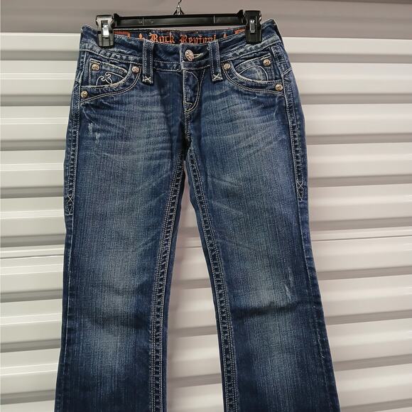 Y2K Rock Revival Chrissie Boot Cut Jeans Women's 26 Low Rise Distressed Denim - Picture 11 of 13